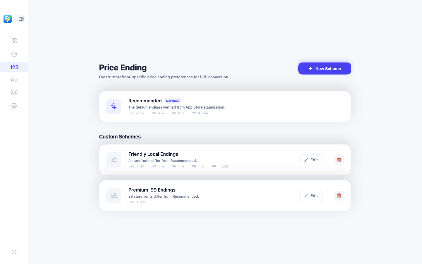 GoodPriceMatrix custom price-ending schemes